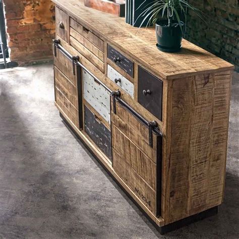 Tudor sideboard with industrial design made by Bizzotto 